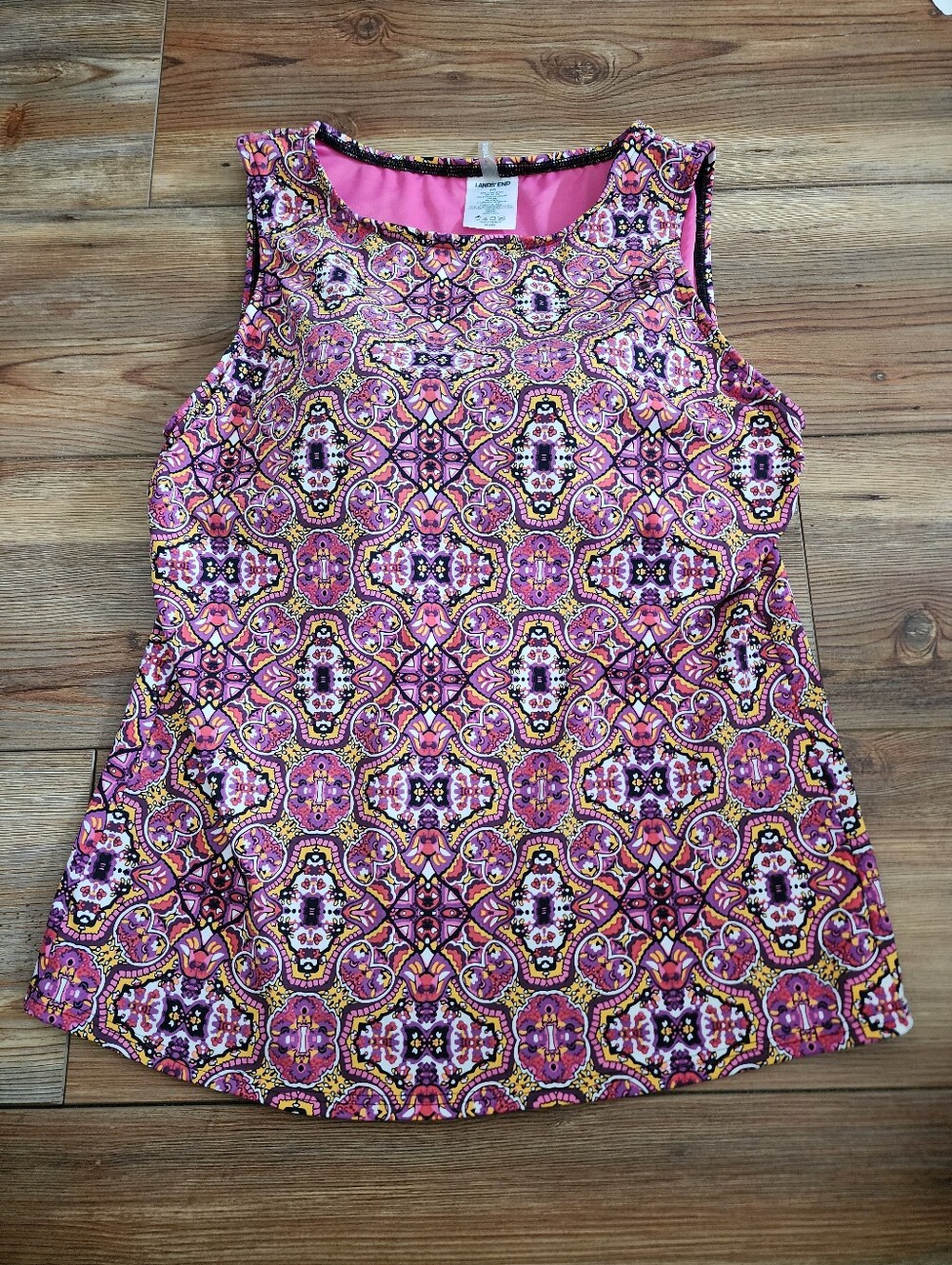 Lands' End Tankini Top Women's 6 D Pink Medallion
